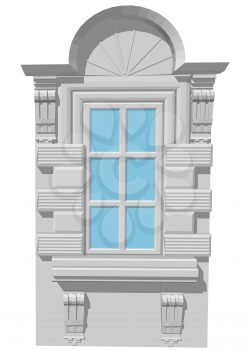 Window with an arch on white background