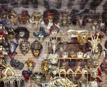 Venetian mask on display in a mask costume shops. Venice Italy
