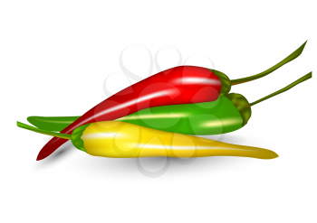 chillies. red and green pepper isolated on white