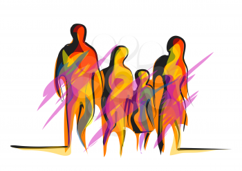 family abstract illustration. abstract silhouette of four people