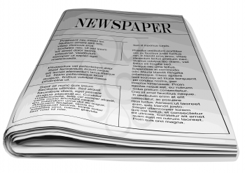 newspaper isolated on white. isolated newspaper with abstract article
