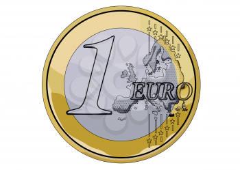 one euro isolated on white background