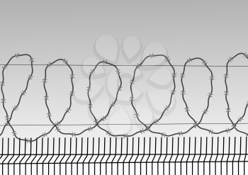wall with barbed wire on gray background