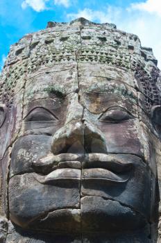 Stone face in Bayon Temple, Angkor Area, Cambodia, Southeast Asia