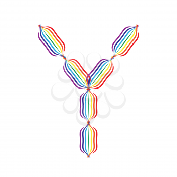 Letter Y made in rainbow colors on white background
