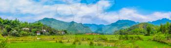 Royalty Free Photo of a Panoramic View of a Small Village in Vietnam