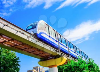 Electric monorail train modern public transport, Moscow, Russia, Europe