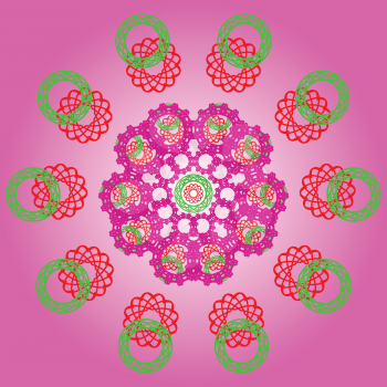 Pattern with abstract ornament on pink background