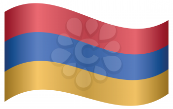 Flag of Armenia waving on white background