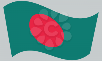 Flag of Bangladesh waving on gray background