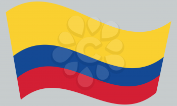 Flag of Colombia waving on gray background