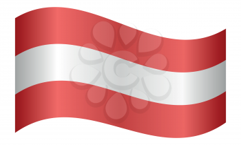 Flag of Austria waving on white background