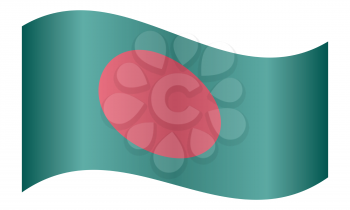 Flag of Bangladesh waving on white background