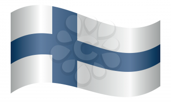 Flag of Finland waving on white background