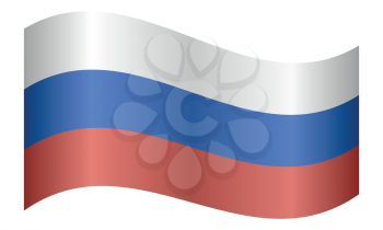 Flag of Russia waving on white background