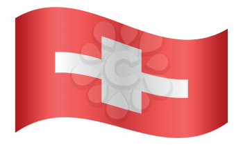 Flag of Switzerland waving on white background