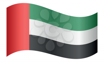 Flag of the United Arab Emirates waving on white background