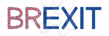 Brexit inscription made from flags of Europe and United Kingdom on white background. Brexit concept.