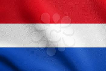Flag of the Netherlands waving in the wind with detailed fabric texture