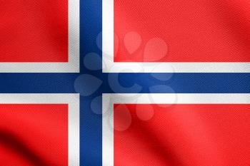 Flag of Norway waving in the wind with detailed fabric texture. Norwegian national flag.