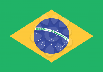 Flag of Brazil in correct size, proportions and colors. Accurate dimensions. Brazilian national flag.