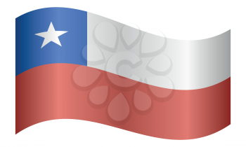 Flag of Chile waving on white background. Chilean national flag.
