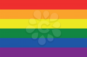 Rainbow gay pride flag, symbol of LGBT movement, in correct proportions and colors