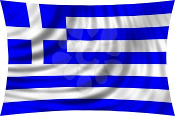 Flag of Greece waving in wind isolated on white background. Greek national flag. Patriotic symbolic design. 3d rendered illustration