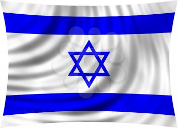 Flag of Israel waving in wind isolated on white background. Israeli national flag. Patriotic symbolic design. 3d rendered illustration