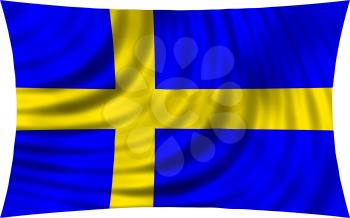 Flag of Sweden waving in wind isolated on white background. Swedish national flag. Patriotic symbolic design. 3d rendered illustration