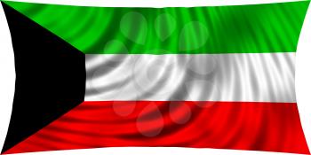 Flag of Kuwait waving in wind isolated on white background. Kuwait national flag. Patriotic symbolic design. 3d rendered illustration