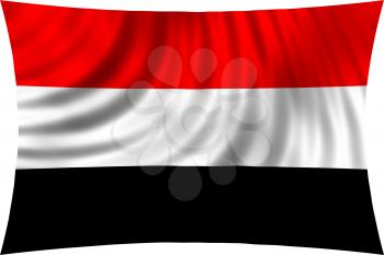 Flag of Yemen waving in wind isolated on white background. Yemeni national flag. Patriotic symbolic design. 3d rendered illustration