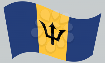 Barbadian national official flag. Patriotic symbol, banner, element, background. Correct colors. Flag of Barbados waving on gray background, vector