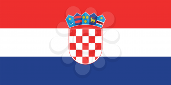 Croatian national official flag. Patriotic symbol, banner, element, background. Accurate dimensions. Flag of Croatia in correct size and colors, vector illustration