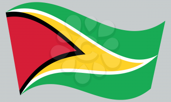 Guyanan national official flag. Patriotic symbol, banner, element, background. Correct colors. Flag of Guyana waving on gray background, vector