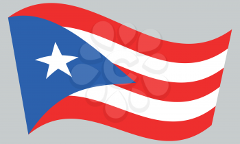 Puerto Rican national official flag. Patriotic symbol, banner, element, background. Correct colors. Flag of Puerto Rico waving on gray background, vector