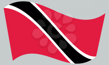 Trinidadian and Tobagonian national official flag. Patriotic symbol, banner, element, background. Correct colors. Flag of Trinidad and Tobago waving on gray background, vector