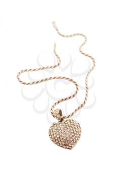 pendant heart-shaped of white gold and diamonds