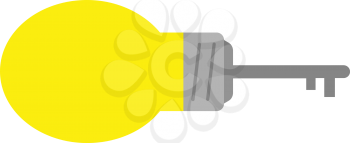 Vector yellow light bulb with key.