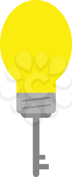 Vector yellow light bulb with key.