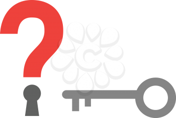 Red question mark keyhole vector and grey key.