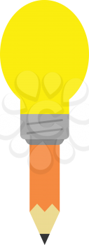 Vector orange pencil with yellow light bulb tip.