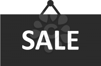 Vector black shop hanging sign with text sale.