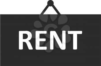 Vector black shop hanging sign with text rent.