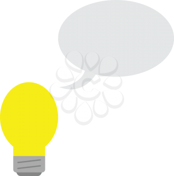 Vector yellow light bulb with grey speech bubble.