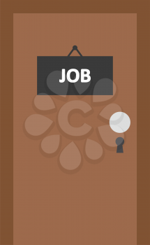 Vector brown door with black job sign.
