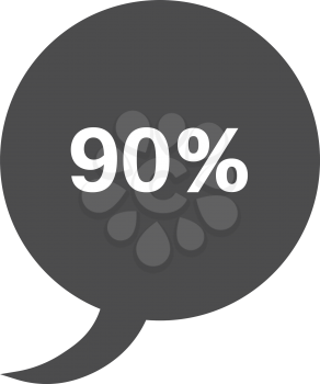 Vector circle speech bubble with 90 percent.