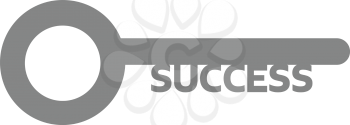 Vector grey key with word success.