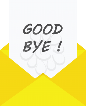 Vector paper with good bye in yellow envelope.