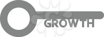 Vector grey key with word growth.